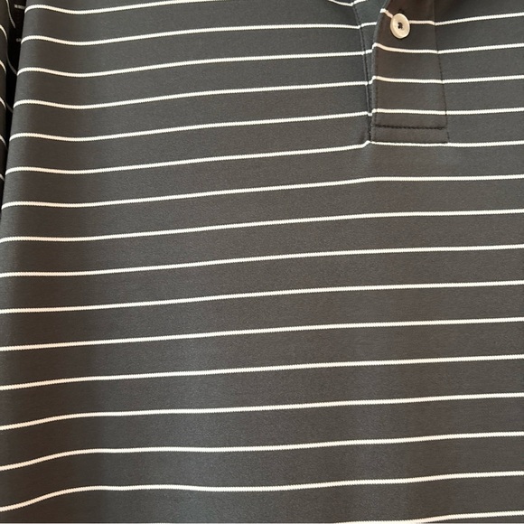 OXFORD AMERICA SEA SCAPE GOLF LINKS MENS MEDIUM POLO GREY WHITE STRIPES - Picture 6 of 14
